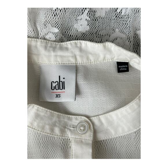 Cabi Top Women XS White Prudence Sleeveless Popover Lace Boho Sheer Fairy Spring - Picture 6 of 10
